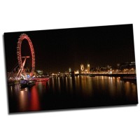 London Eye Ferris Wheel & Big Ben At Night Time