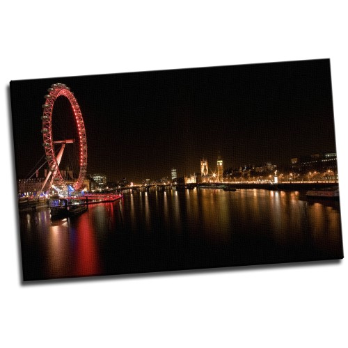 London Eye Ferris Wheel & Big Ben At Night Time