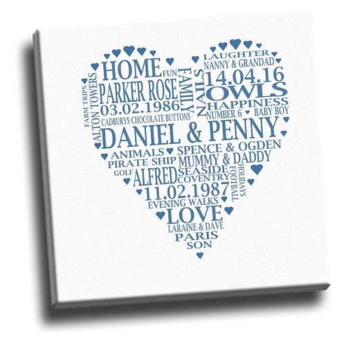 Words In A Heart Shape Canvas